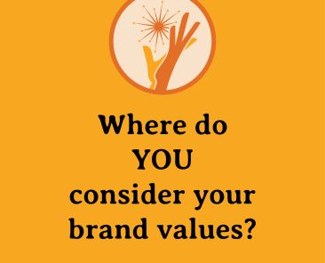 Simple card that reads: "Where do YOUR consider your brand values?"