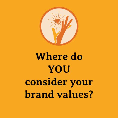 Simple card that reads: "Where do YOUR consider your brand values?"
